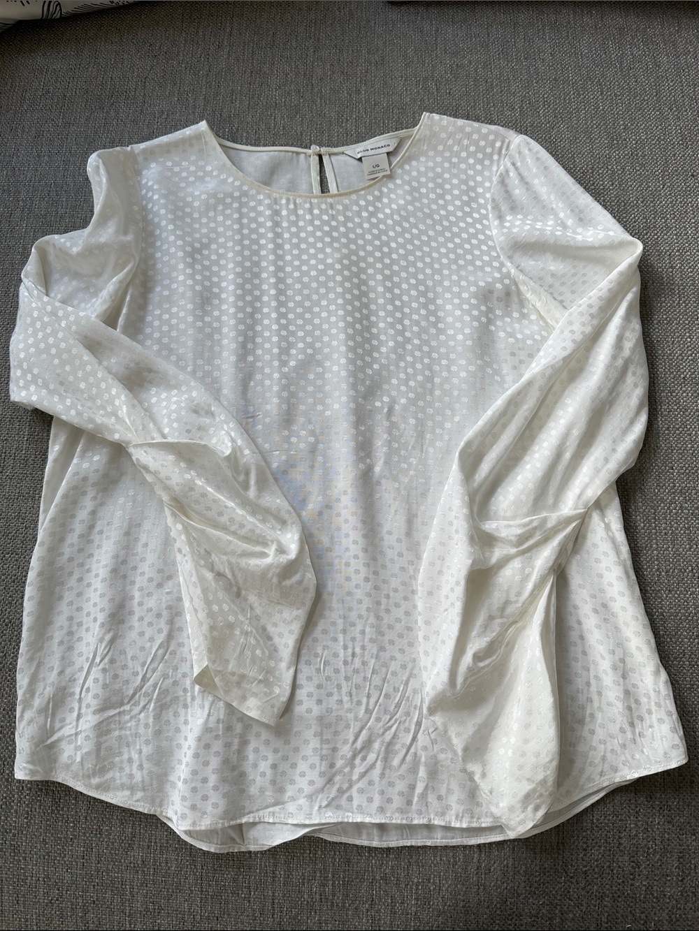 Club Monaco Off-White Sheer Dot Blouse